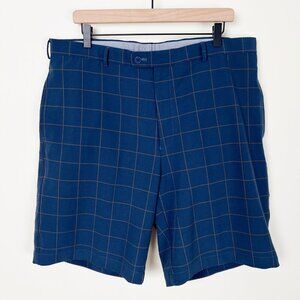 Peter Millar Golf Shorts Athletic Sporty Sweat Wicking Plaid Check Print Hybrid